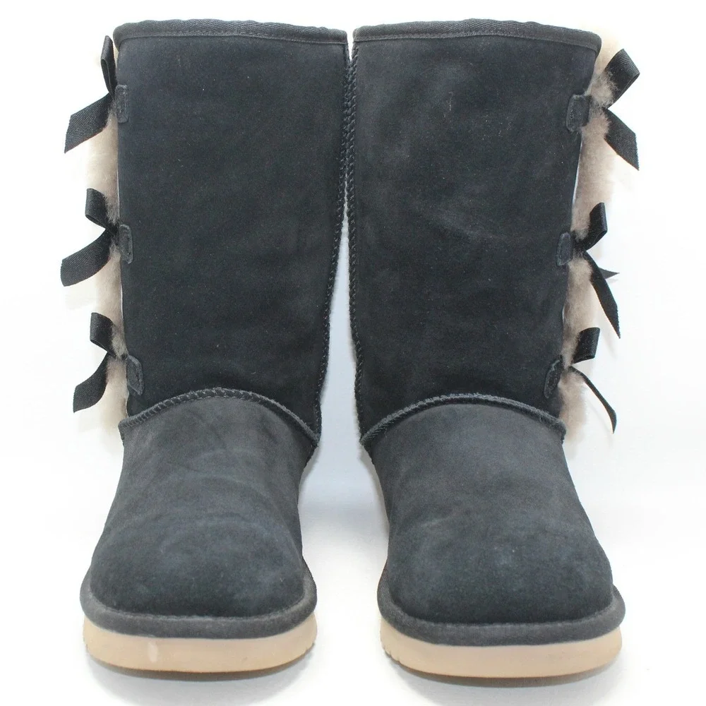 Koolaburra by UGG Victoria Tall Black Suede Bow Boots 1015875 Womens‎ 9
